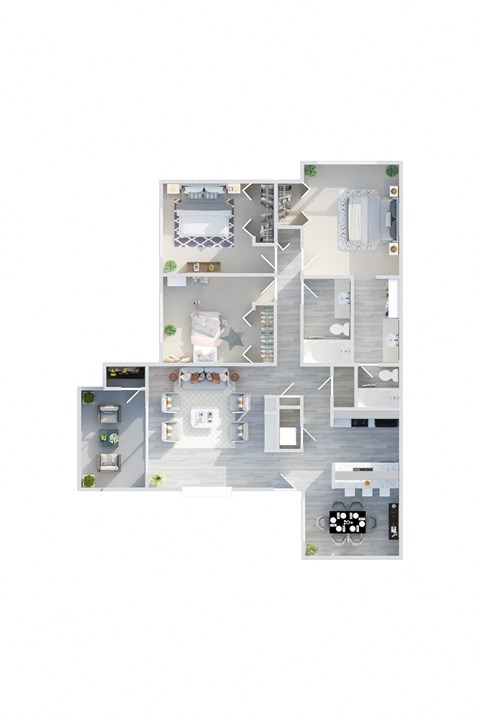 a 3d rendering of a floor plan of a house